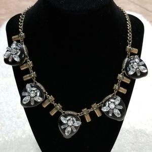 Black, Bronze, Diamond and Green Stone Necklace